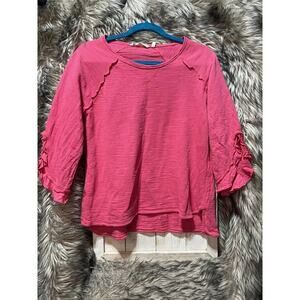 Soft Surrounding Coral Pink 3/4 Sleeve Cotton Top / Shirt Women's Size M‎
